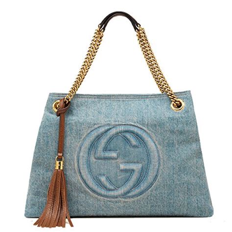 gucci soho blue denim large chain strap shoulder bag|gucci soho denim bag.